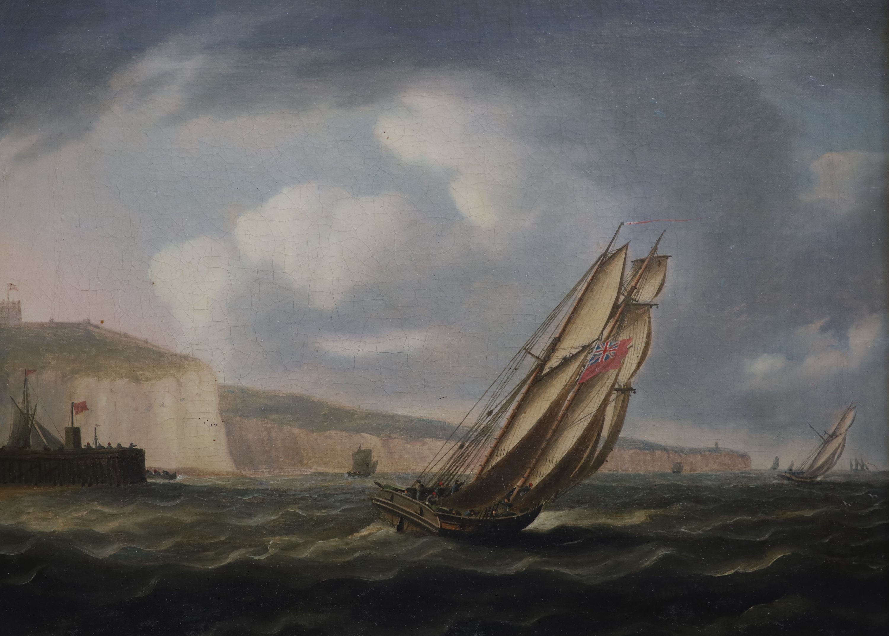 Thomas Buttersworth (1768-1842), Shipping off Dover, oil on canvas, 30 x 40cm